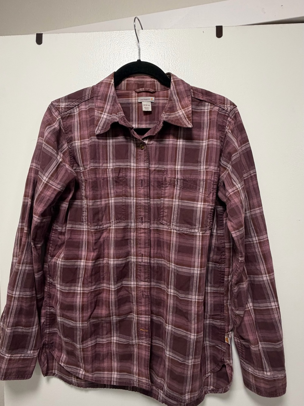 Carhartt Men's Burgundy Plaid Lightweight Shirt Jacket